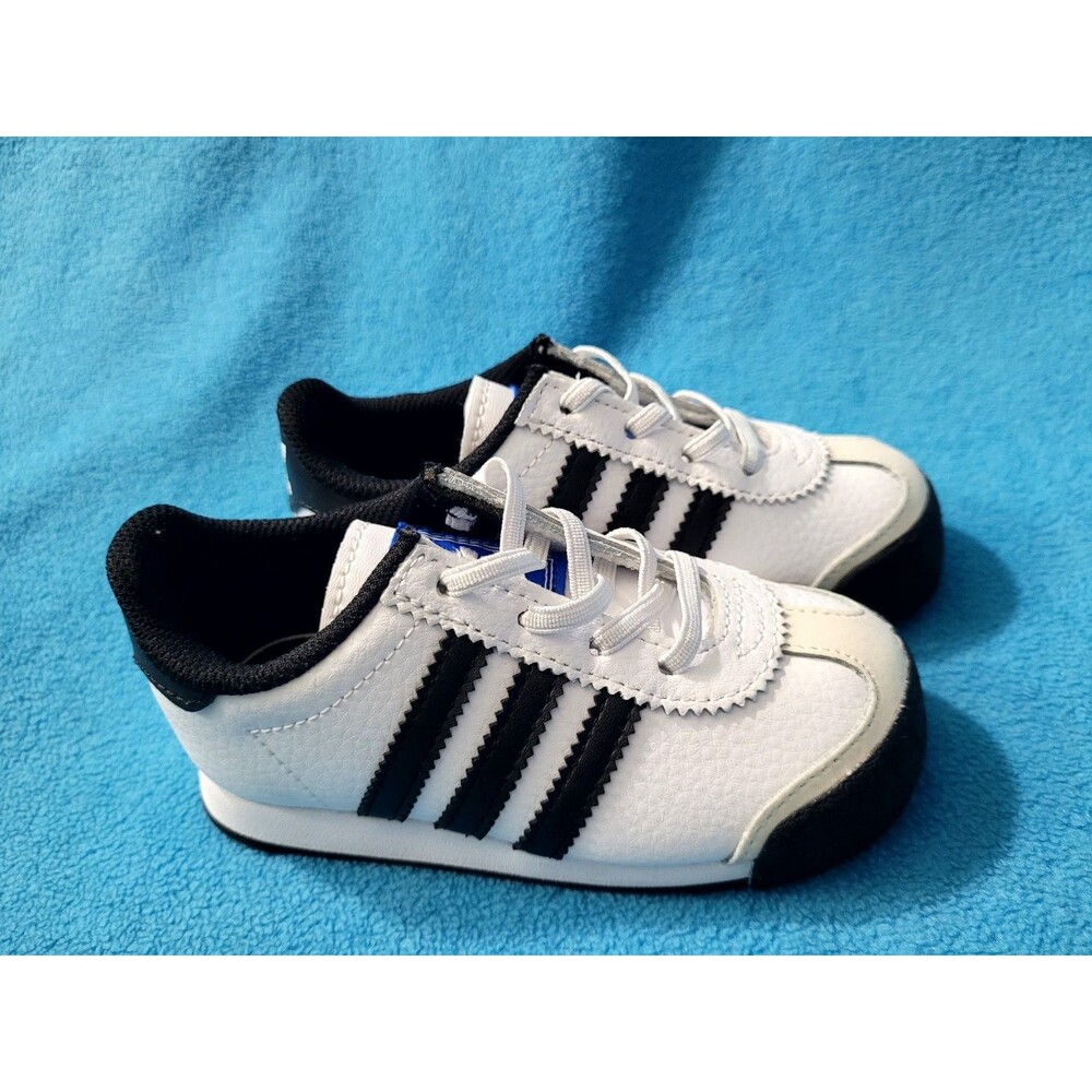 Adidas Samoa I Toddler Shoes Cloud White-Core Black Blue Size 7K Boys Sneakers
